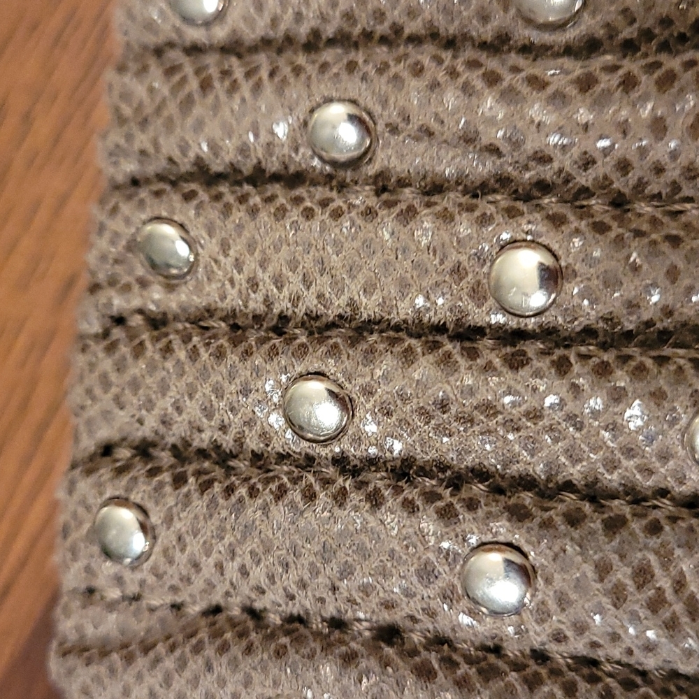 .Faux leather bracelet.  Snap closure,  8 inches,  silver metal studs. - Picture 5 of 6